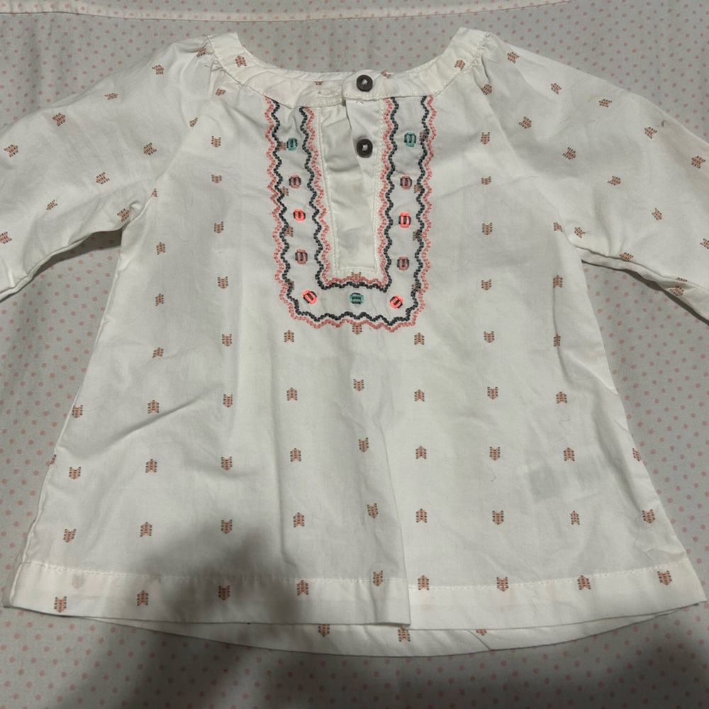 Carter's White Blouse with Embroidered Accents